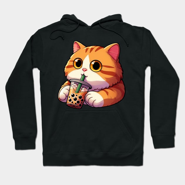 Tabby Cat Bubble Milk Tea Hoodie by Plushism